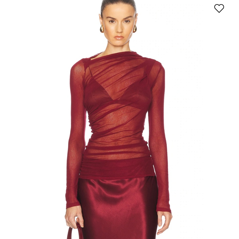 Enza Costa Deep Red Mesh Top